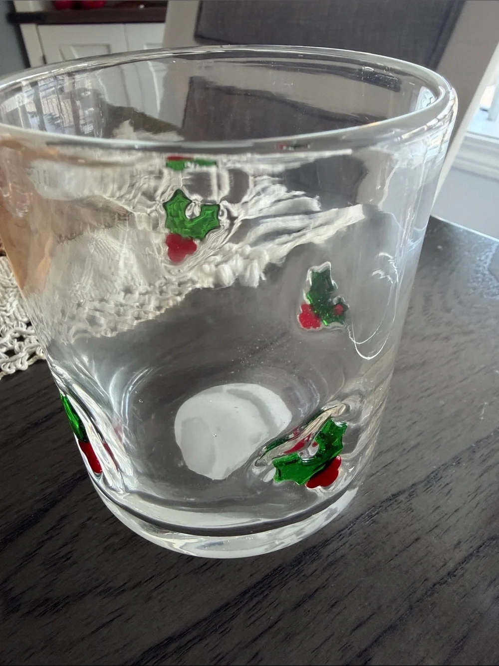 Festive Candy Cane Embossed Clear Glass Tumbler - Holiday Accent